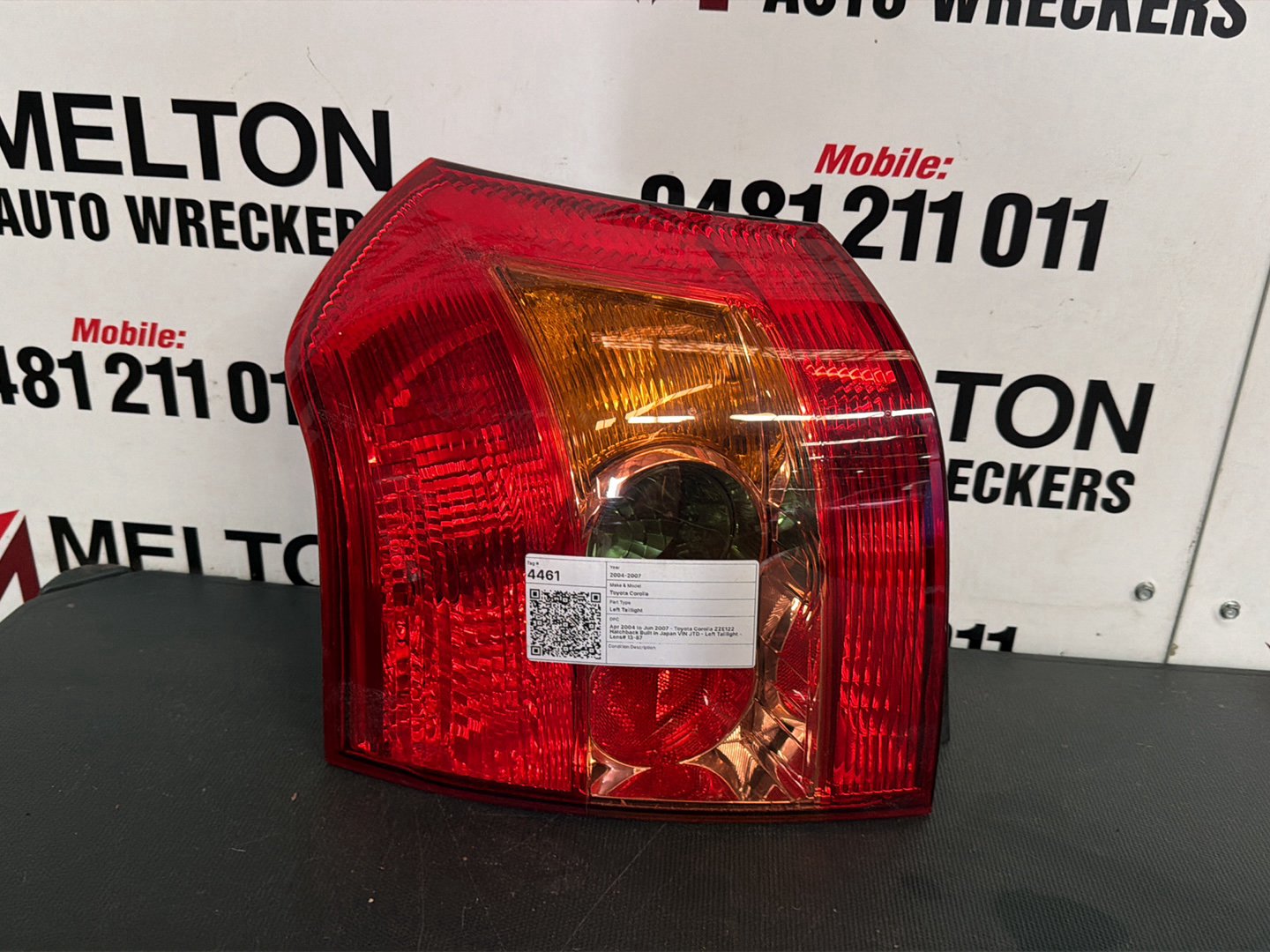 Apr 2004 to Jun 2007- Toyota Corolla ZZE122 Hatchback Built in Japan VIN JTD- Left Taillight- Lens# 13-87
