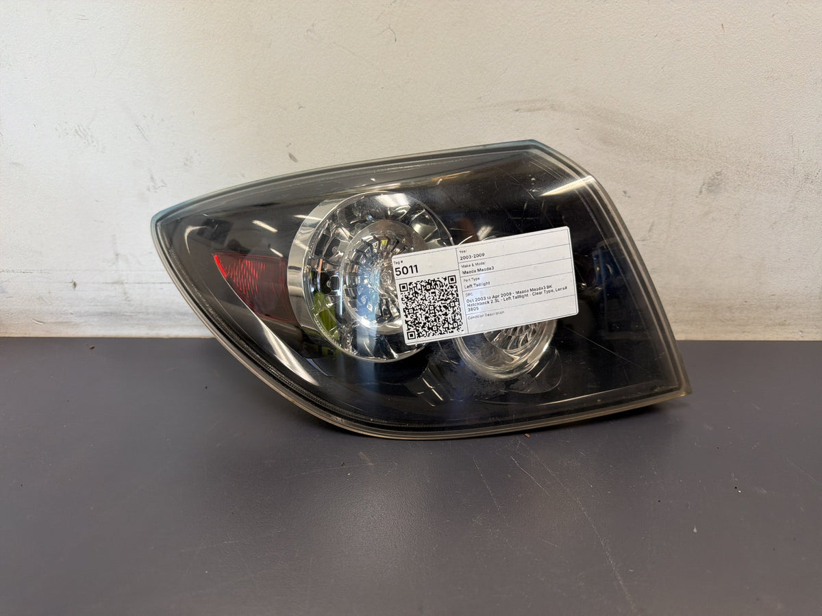 2003 - 2009 Mazda3 BK Hatchback 2.3L Left Taillight Clear Type, Lens# 3805
