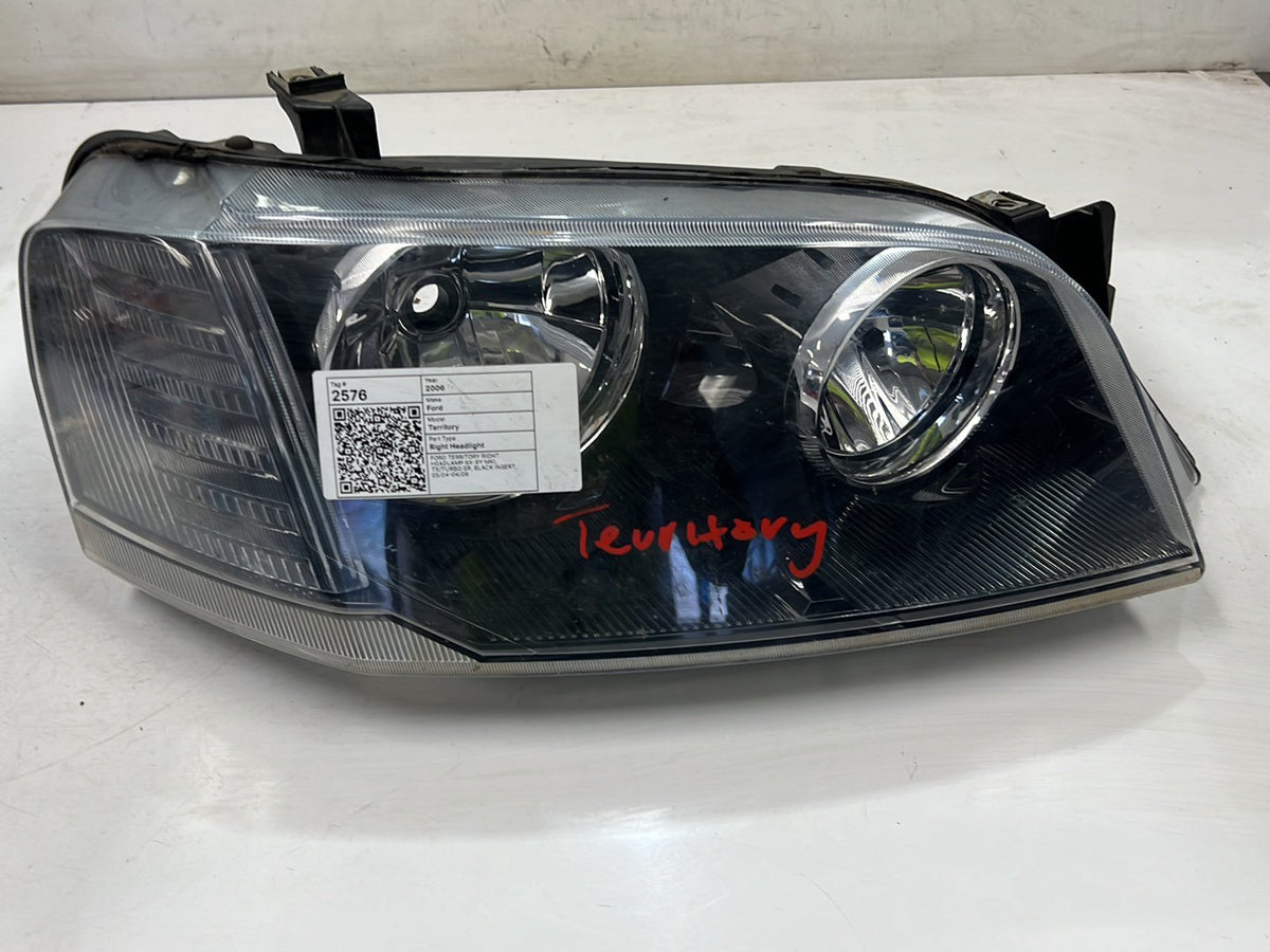 May 2004 to Apr 2009- Ford Territory SX SY MkI TX SR Turbocharged- Right Headlight- Black Insert