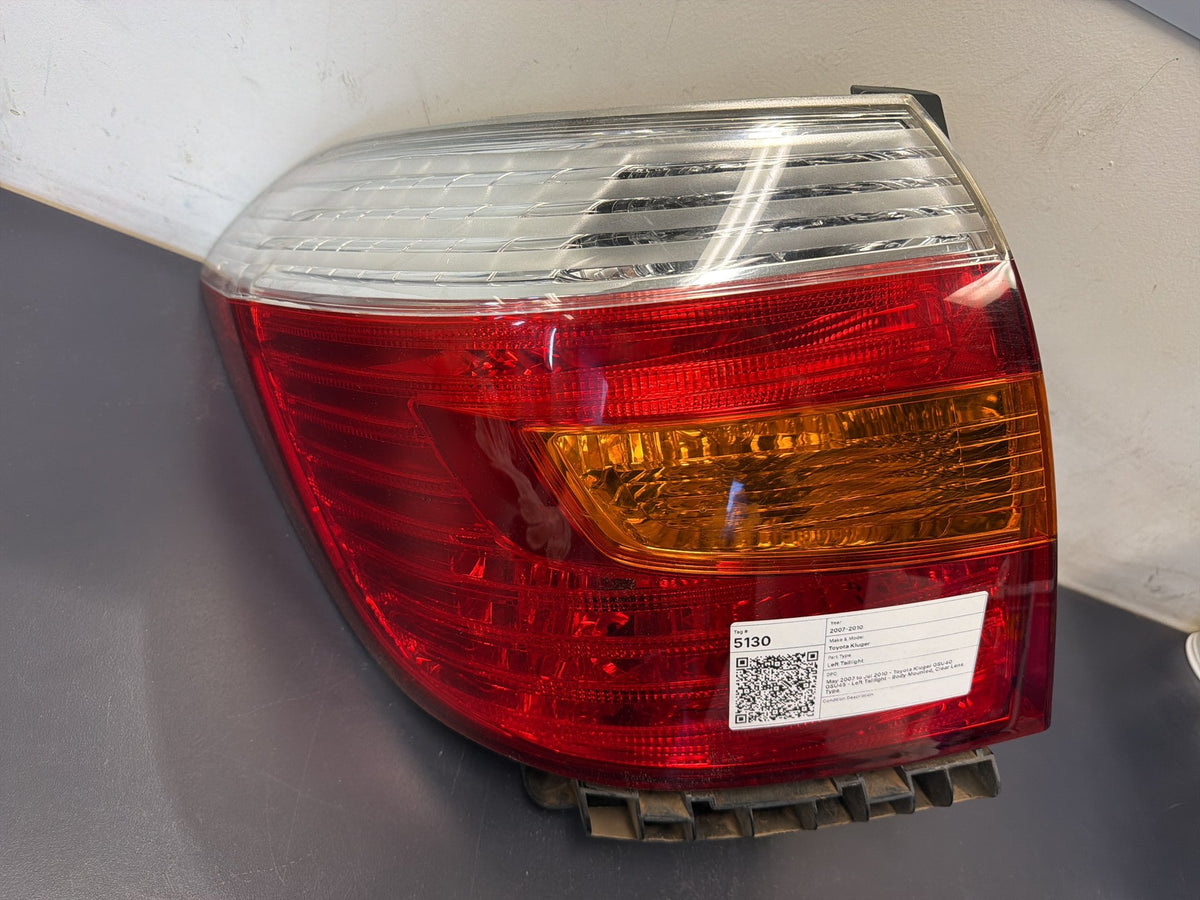 May 2007 to Jul 2010 - Toyota Kluger GSU40 GSU45 - Left Taillight - Body Mounted, Clear Lens Type
