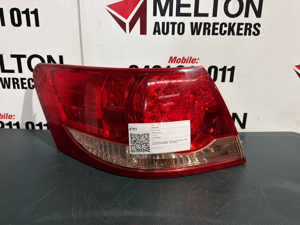 Oct 2006 to Aug 2009 - Toyota Aurion Sportivo SX6 Sportivo ZR6 GSV40R - Left Taillight