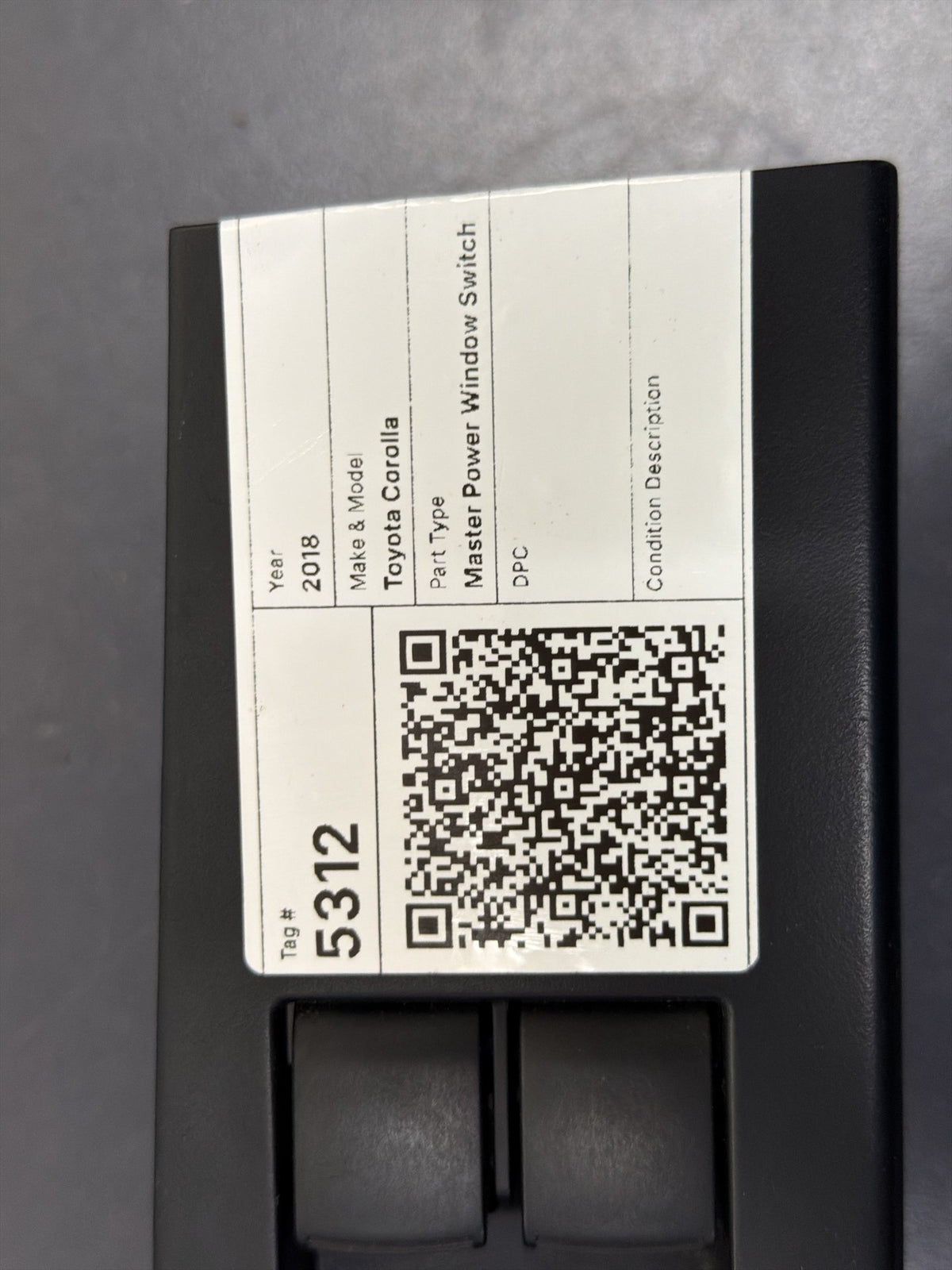 2017 Toyota Corolla ZRE1* Hatchback Master Power Window Switch