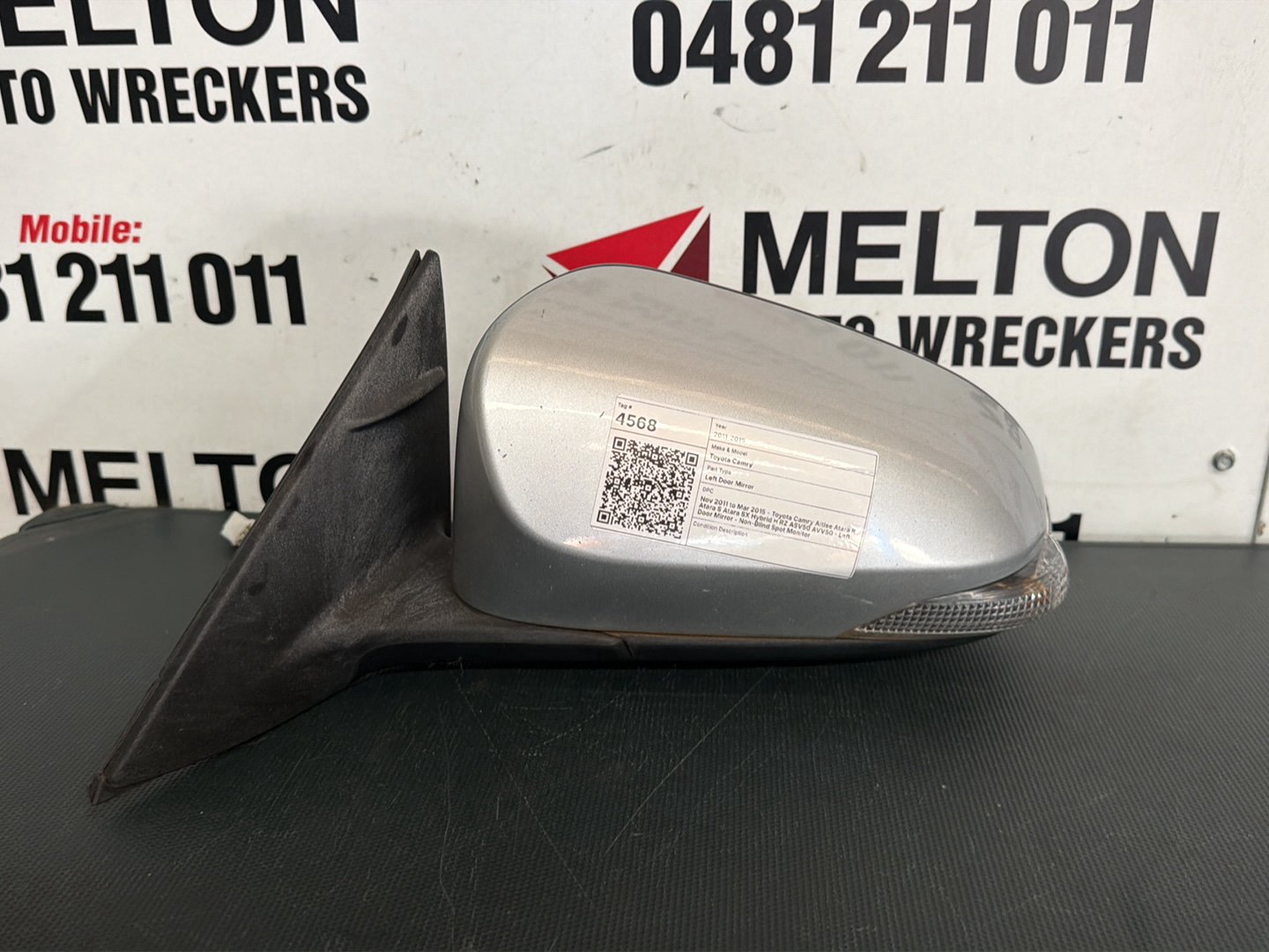 Nov 2011 to Mar 2015- Toyota Camry Altise Atara R Atara S Atara SX Hybrid H RZ ASV50 AVV50- Left Door Mirror- Non-Blind Spot Monitor