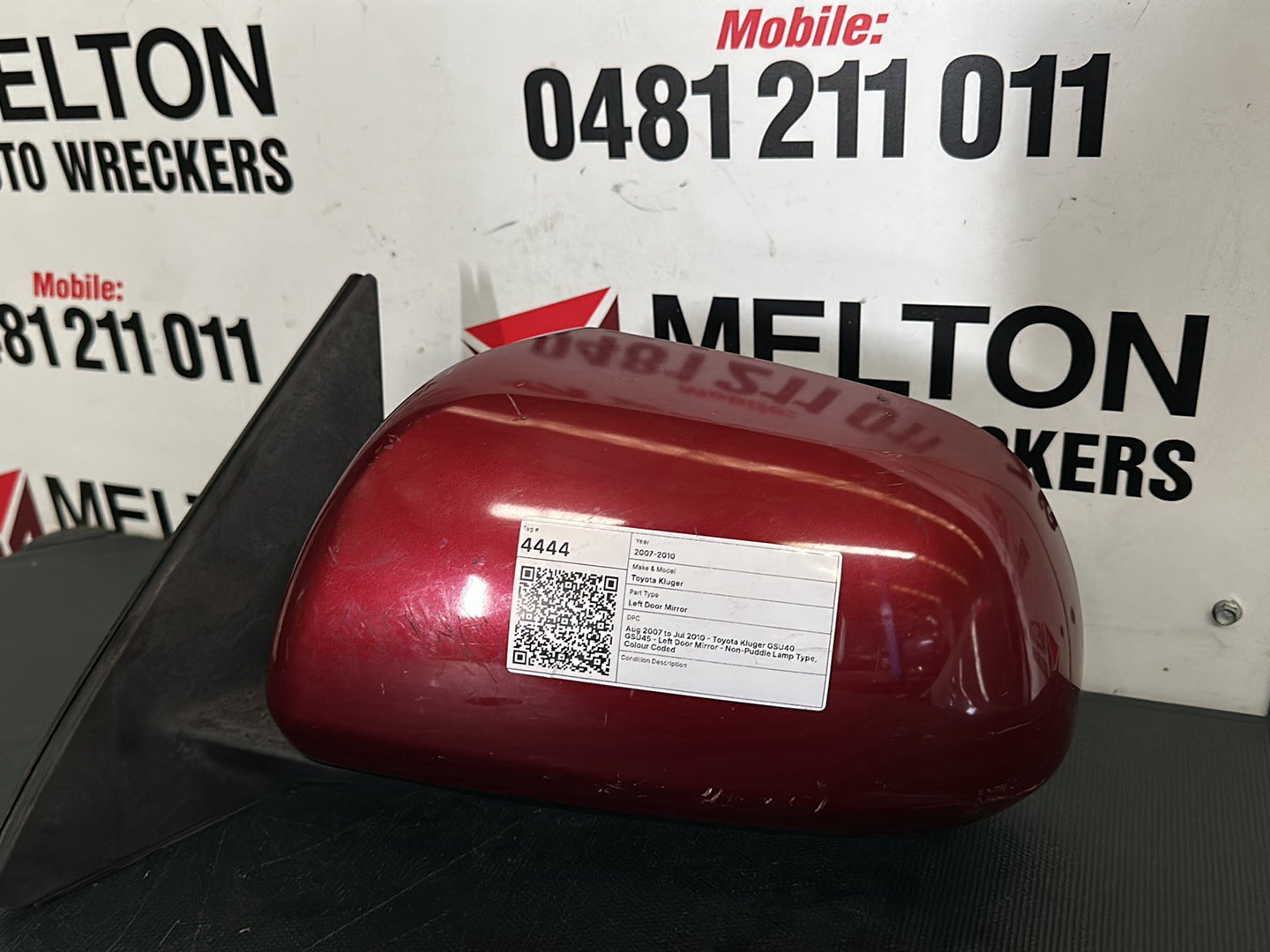 Aug 2007 to Jul 2010- Toyota Kluger GSU40 GSU45- Left Door Mirror- Non-Puddle Lamp Type, Colour Coded