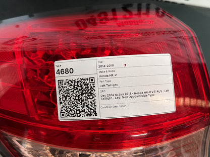 Dec 2014 to Jun 2018 - Honda HR-V VTi RU5 - Left Taillight - Led, Non Optical Guide Type