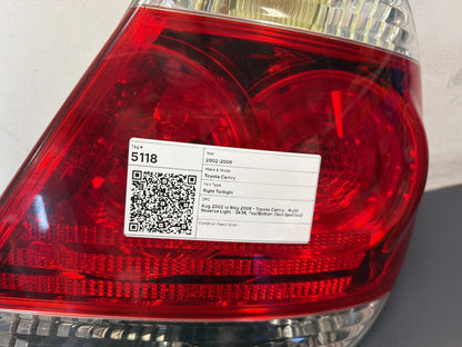 Aug 2002 to May 2006 - Toyota Camry - Right Reverse Light - Sk36, Top/Bottom (Non Sportivo)
