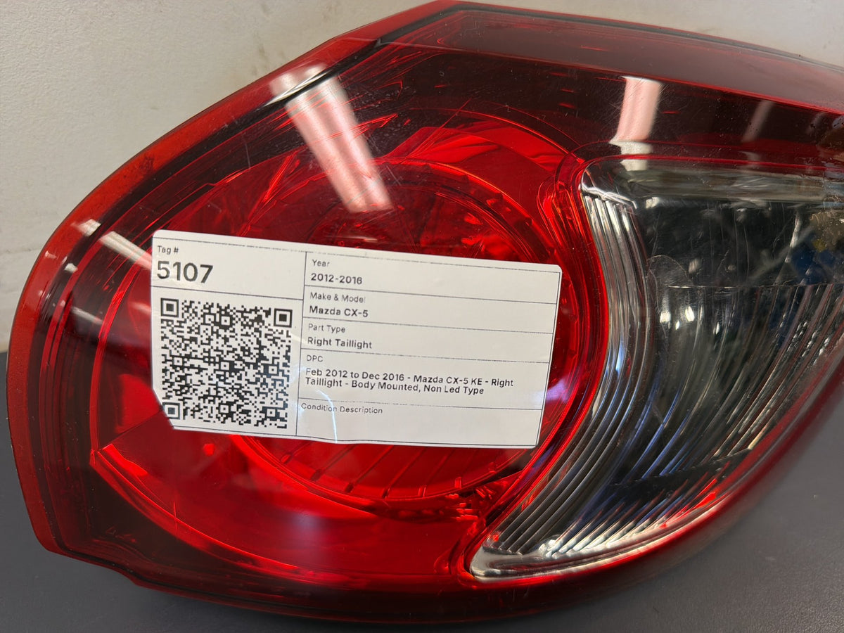 Feb 2012 to Dec 2016 - Mazda CX-5 KE - Right Taillight - Body Mounted, Non Led Type