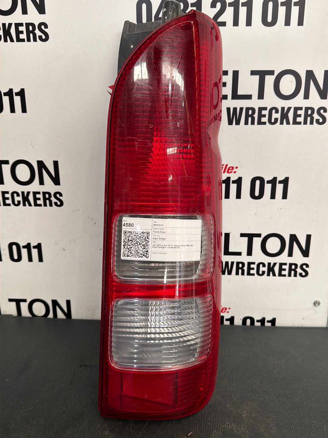 Jan 2005 to Apr 2019- Toyota Hiace TRH KDH- Right Taillight- Lens# 26-120