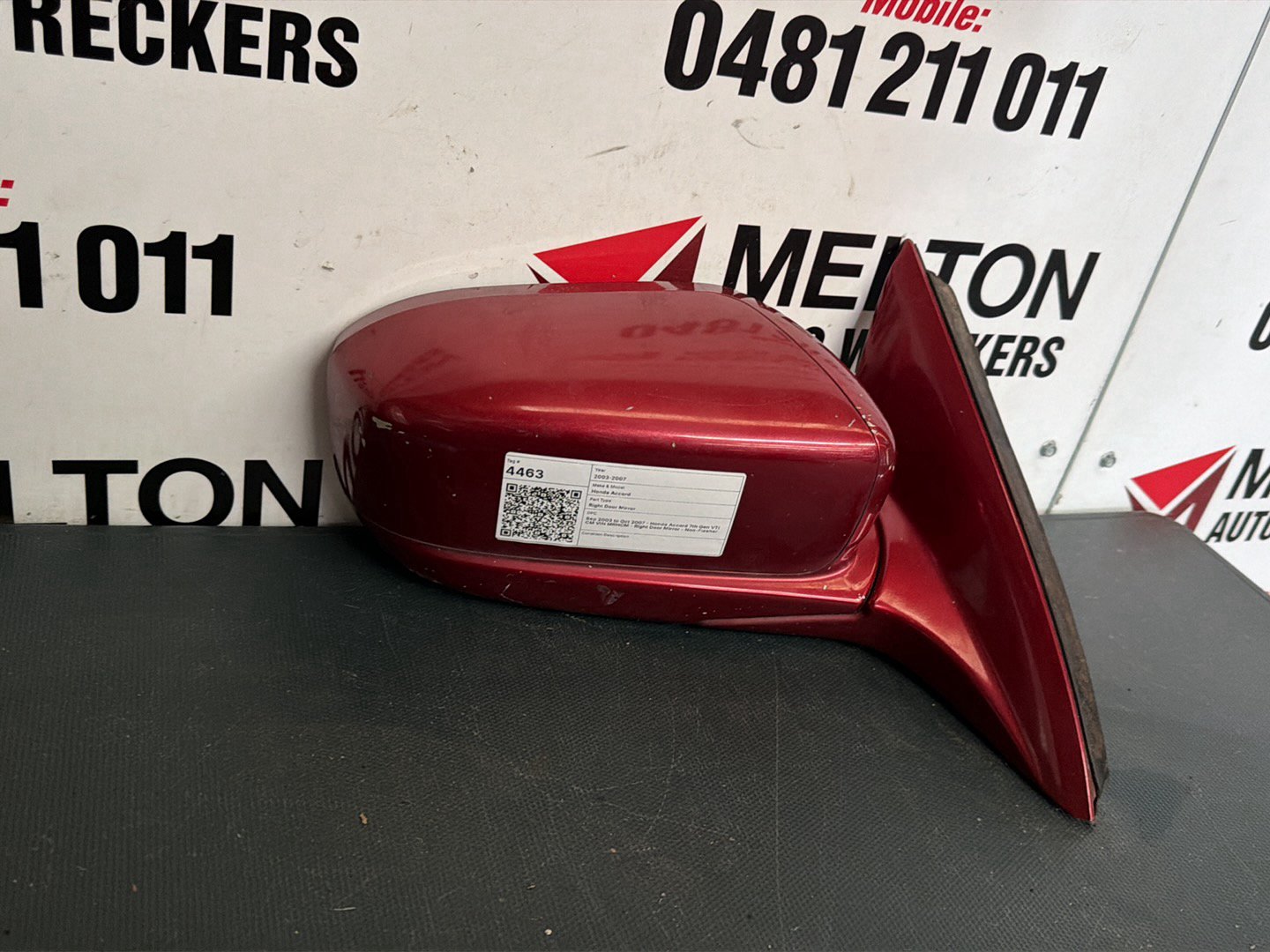 Sep 2003 to Oct 2007- Honda Accord 7th Gen VTi CM VIN MRHCM- Right Door Mirror- Non-Flasher