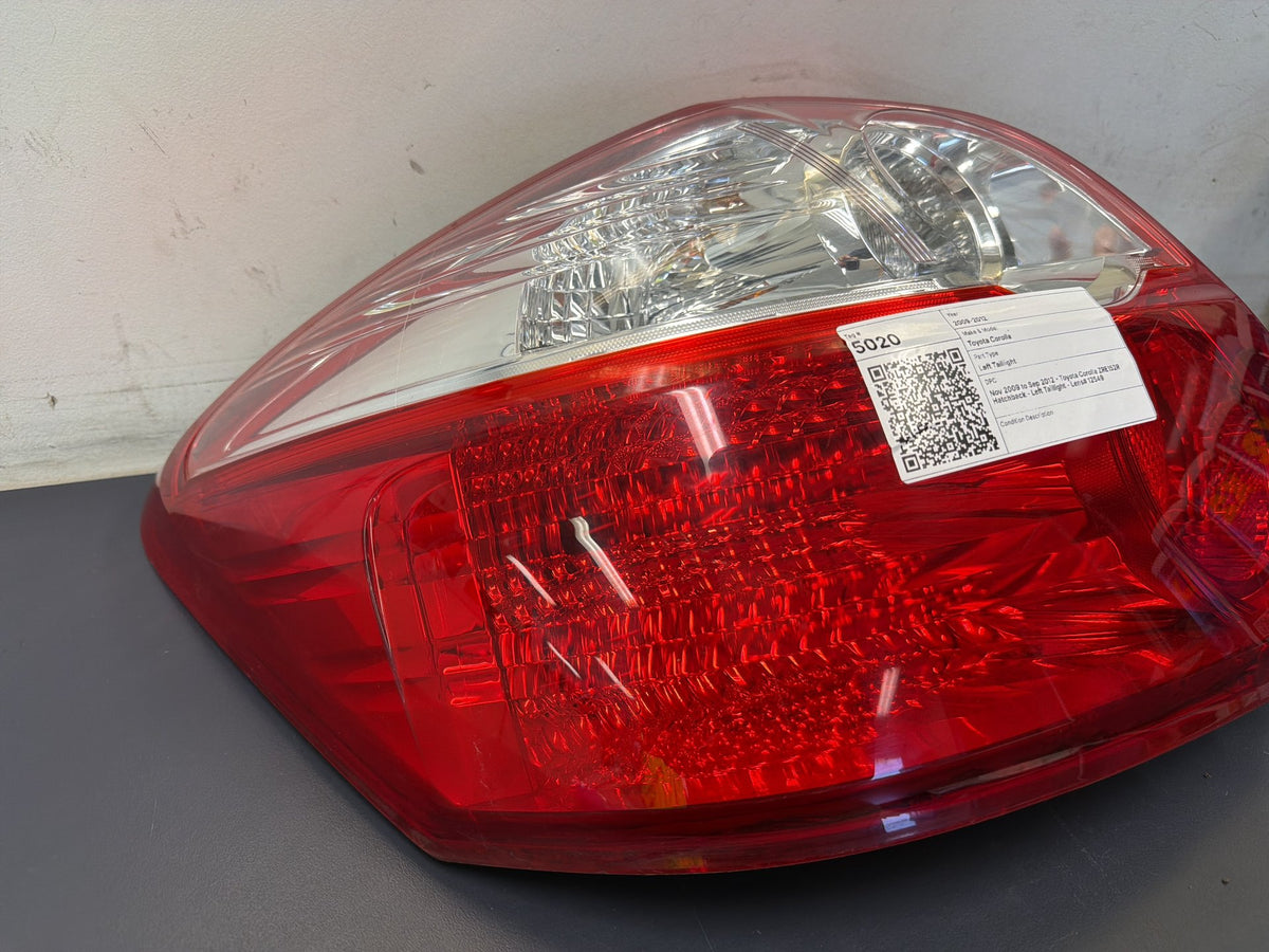 Nov 2009 to Sep 2012 - Toyota Corolla ZRE152R Hatchback - Left Taillight - Lens# 12549