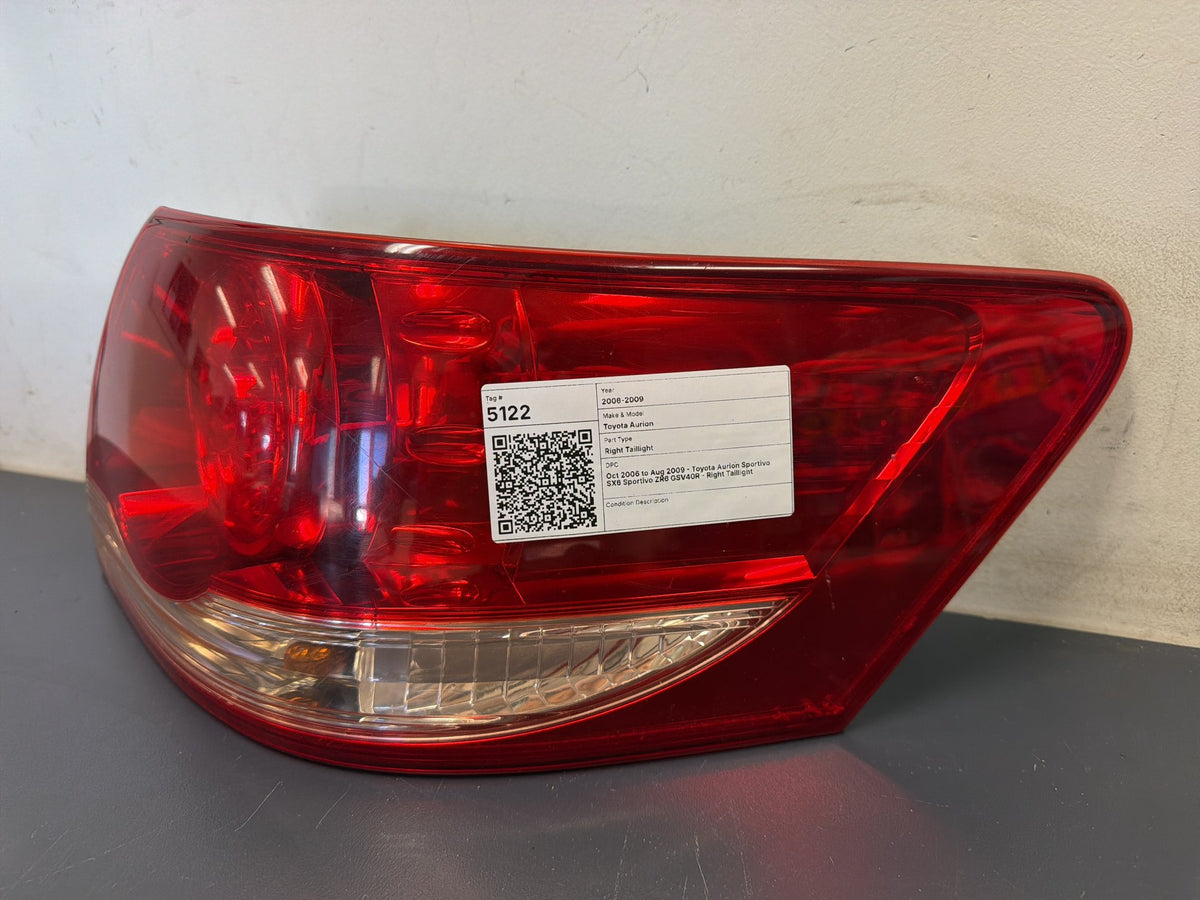 Oct 2006 to Aug 2009 - Toyota Aurion Sportivo SX6 Sportivo ZR6 GSV40R - Right Taillight