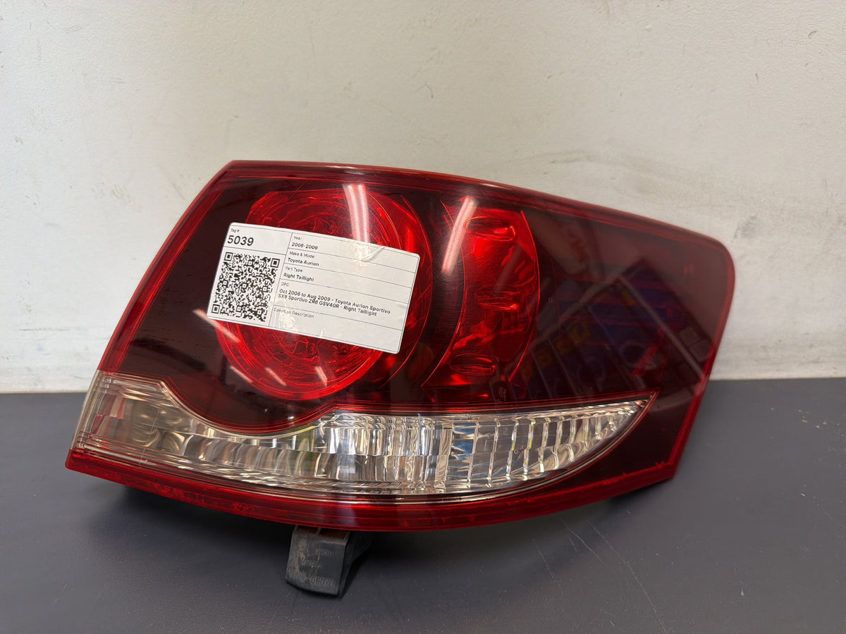 Oct 2006 to Aug 2009 - Toyota Aurion Sportivo SX6 Sportivo ZR6 GSV40R - Right Taillight