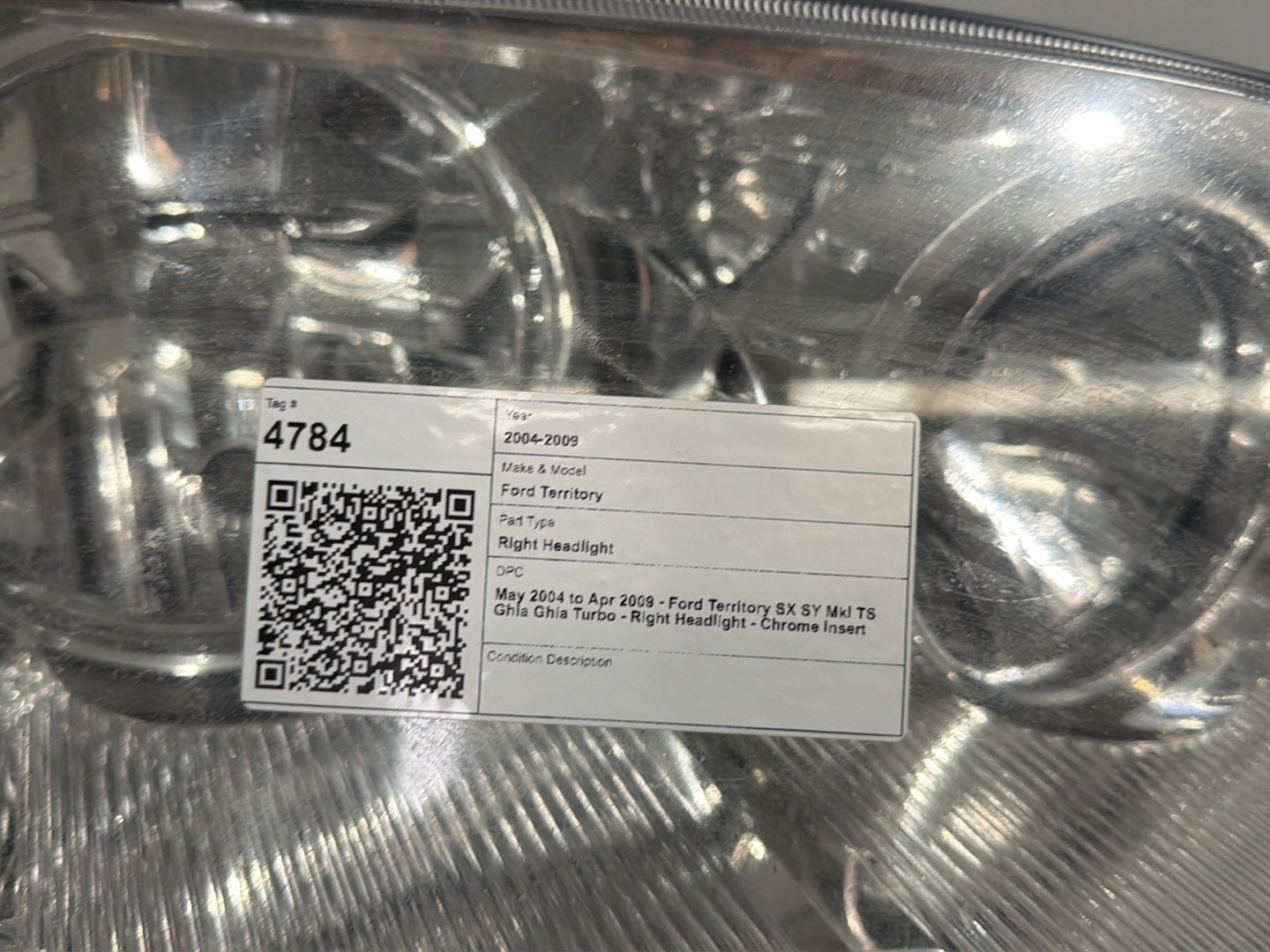 May 2004 to Apr 2009 - Ford Territory SX SY MkI TS Ghia Ghia Turbo - Right Headlight - Chrome Insert