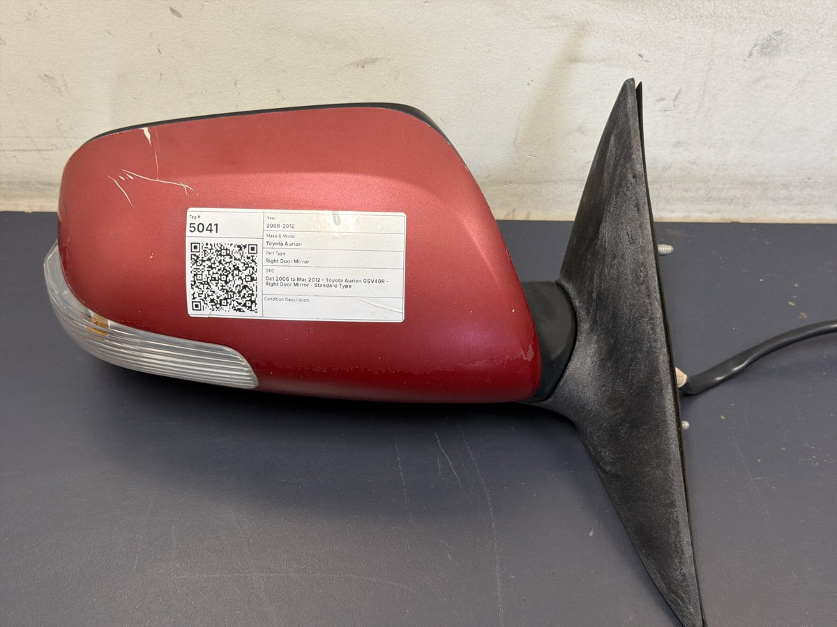 Oct 2006 to Mar 2012 - Toyota Aurion GSV40R - Right Door Mirror - Standard Type