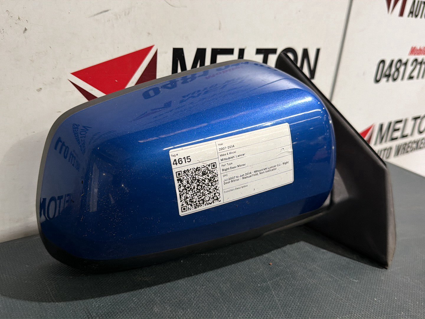 Jul 2007 to Jun 2014- Mitsubishi Lancer CJ- Right Door Mirror- Manual Fold, Non-Indicator