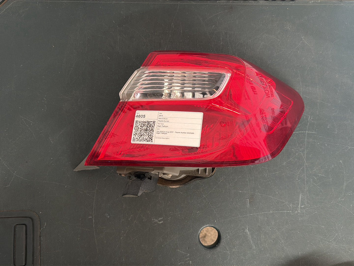 Feb 2012 to Aug 2017- Toyota Aurion GSV50R- Right Taillight