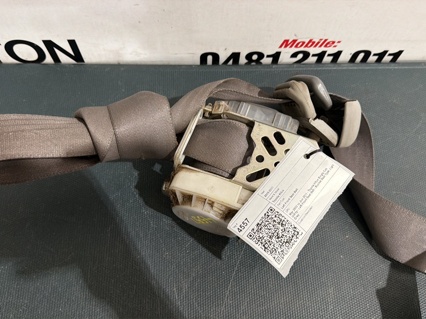 2005- 2011 Toyota Hilux Single Cab Left Front Seat Belt Light Grey