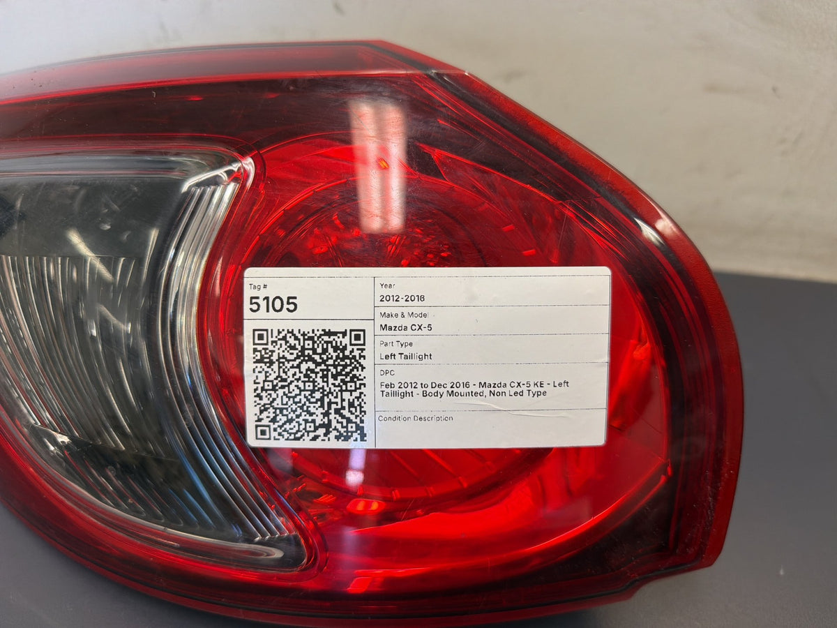 Feb 2012 to Dec 2016 - Mazda CX-5 KE - Left Taillight - Body Mounted, Non Led Type