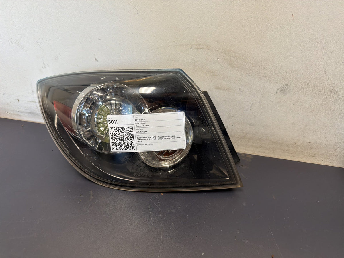 2003 - 2009 Mazda3 BK Hatchback 2.3L Left Taillight Clear Type, Lens# 3805
