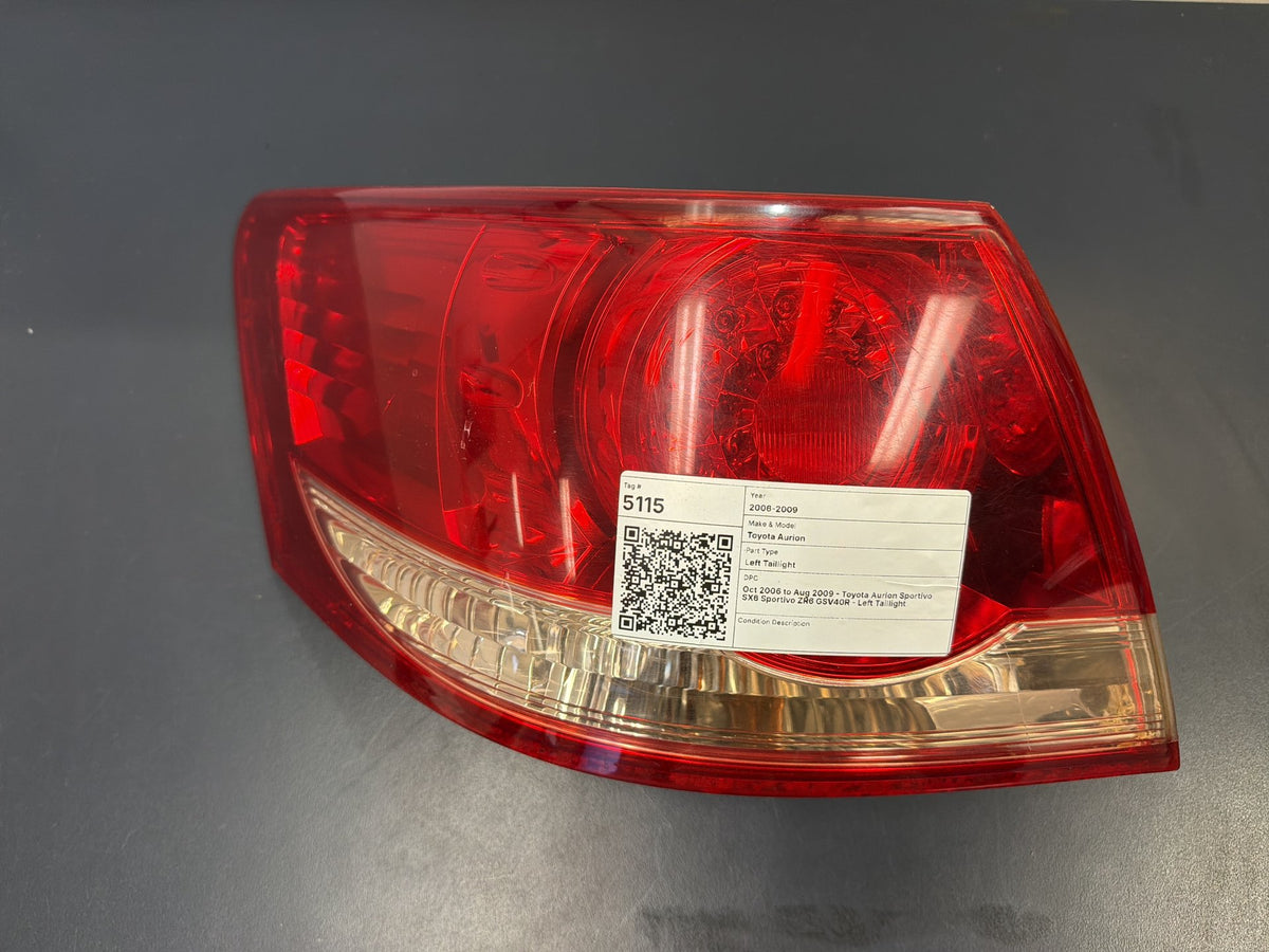 Oct 2006 to Aug 2009 - Toyota Aurion Sportivo SX6 Sportivo ZR6 GSV40R - Left Taillight