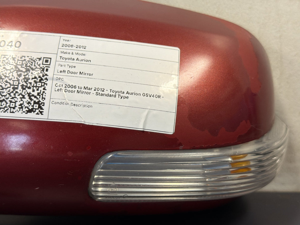 Oct 2006 to Mar 2012 - Toyota Aurion GSV40R - Left Door Mirror - Standard Type