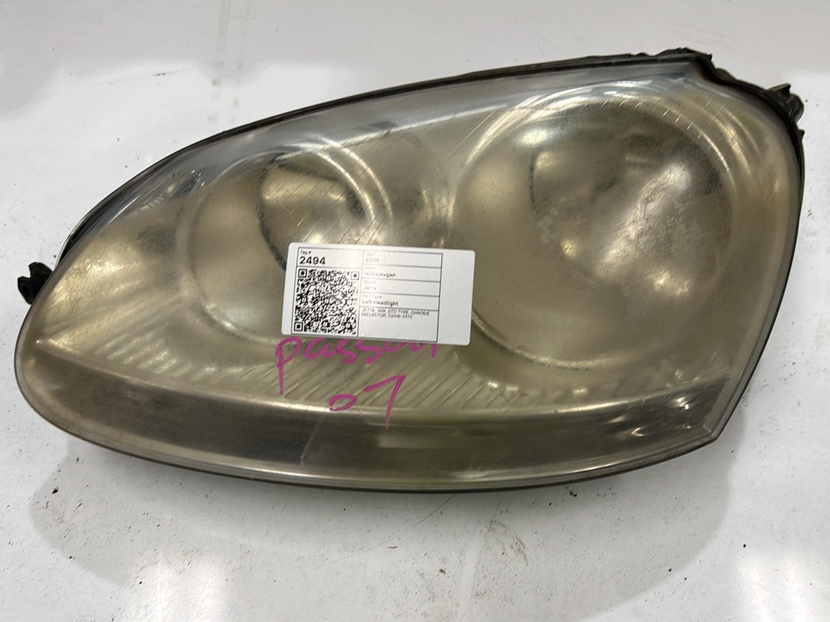 Left Headlight, 2008, Volkswagen, Jetta