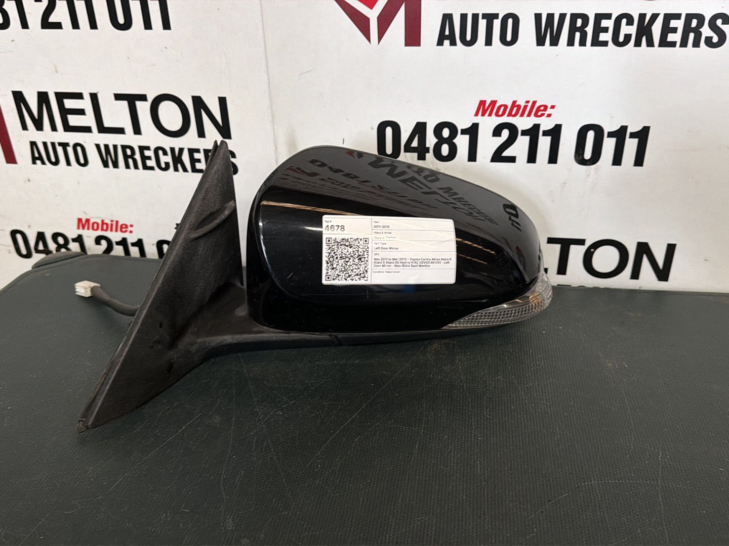 Nov 2011 to Mar 2015 - Toyota Camry Altise Atara R Atara S Atara SX Hybrid H RZ ASV50 AVV50 - Left Door Mirror - Non-Blind Spot Monitor