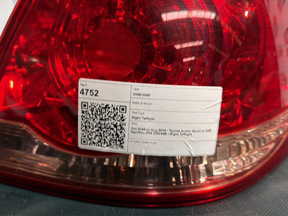 Oct 2006 to Aug 2009 - Toyota Aurion Sportivo SX6 Sportivo ZR6 GSV40R - Right Taillight