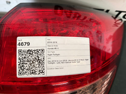 Dec 2014 to Jun 2018 - Honda HR-V VTi RU5 - Right Taillight - Led, Non Optical Guide Type