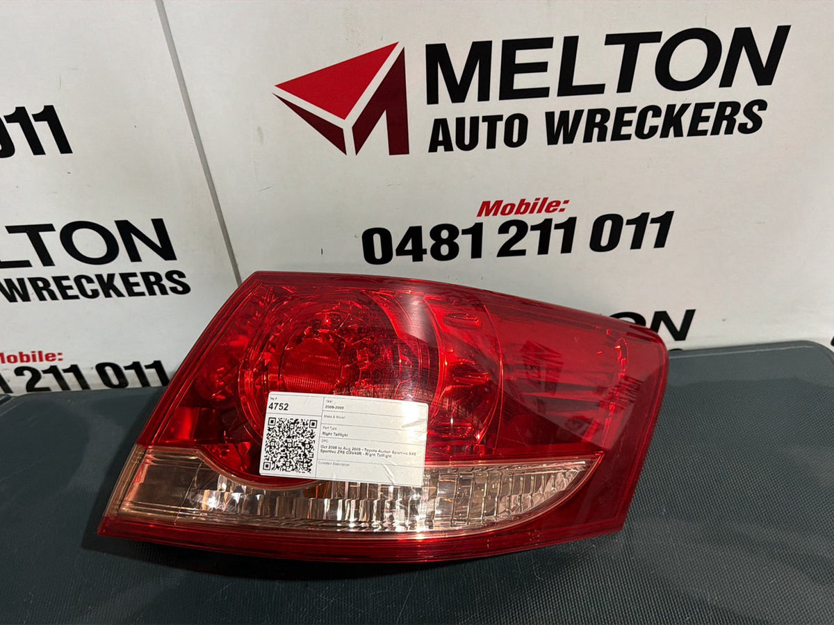 Oct 2006 to Aug 2009 - Toyota Aurion Sportivo SX6 Sportivo ZR6 GSV40R - Right Taillight