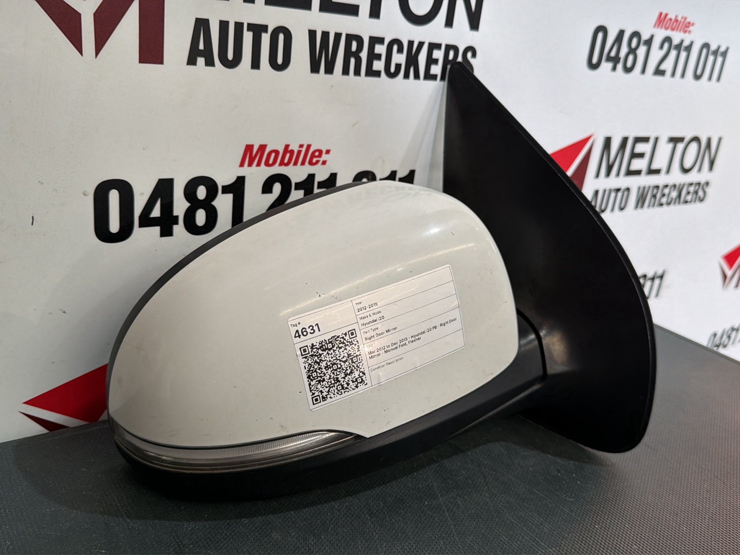 Mar 2012 to Dec 2015- Hyundai i20 PB- Right Door Mirror- Manual Fold, Flasher