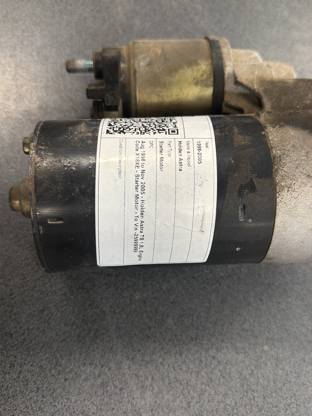 Aug 1998 to Nov 2005- Holden Astra TS 1.8L Engine Code X18XE- Starter Motor- To Vin-25999999