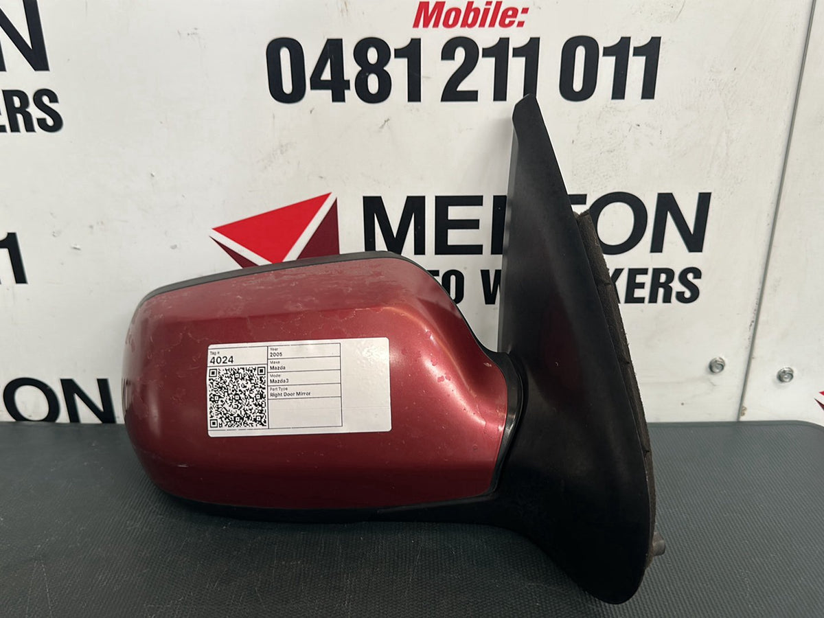 Oct 2003 to Apr 2009- Mazda Mazda3 BK Sedan Hatchback- Right Door Mirror- Power Adjust, 3 Wire, Non Mps