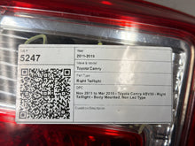 Nov 2011 to Mar 2015 - Toyota Camry ASV50 - Right Taillight - Body Mounted, Non Led Type