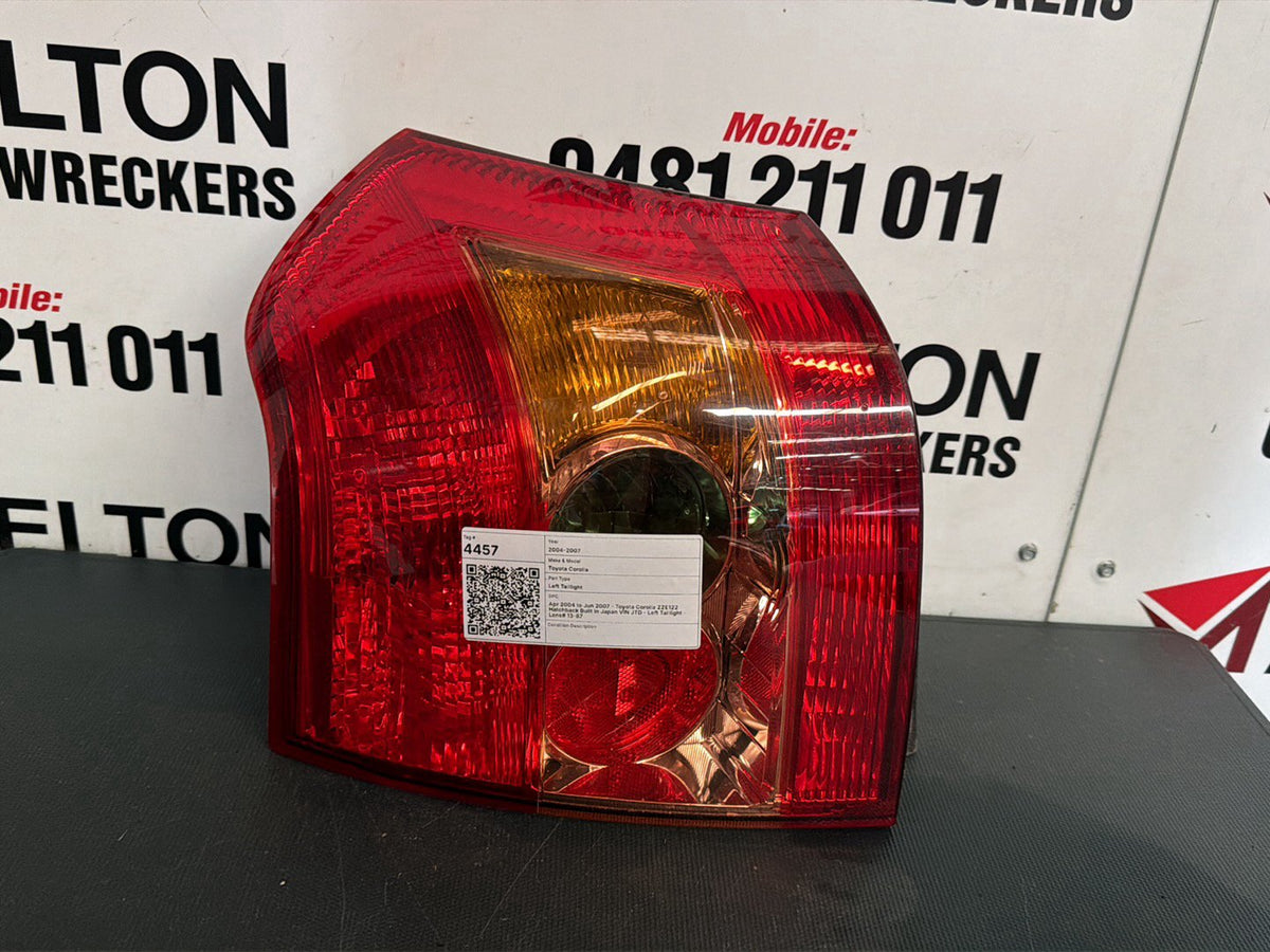 Apr 2004 to Jun 2007- Toyota Corolla ZZE122 Hatchback Built in Japan VIN JTD- Left Taillight- Lens# 13-87