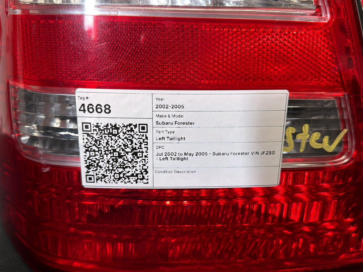 Jul 2002 to May 2005 - Subaru Forester VIN JF2SG - Left Taillight