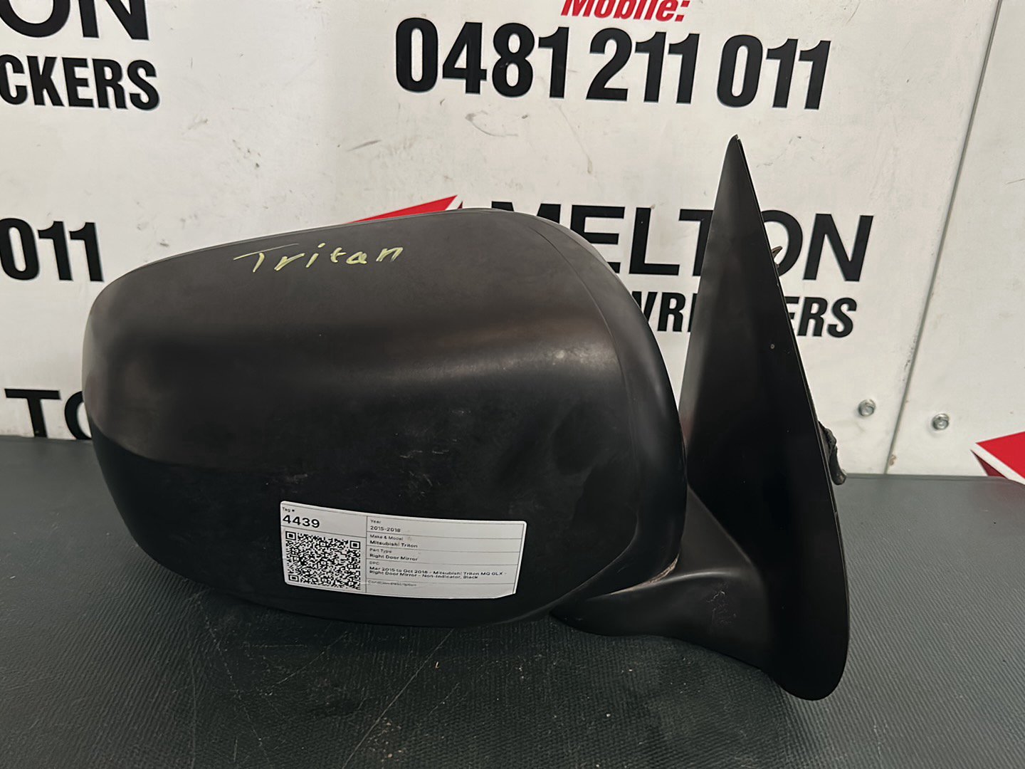 2015- 2018 Mitsubishi Triton MQ GLX Right Door Mirror Non Indicator Black