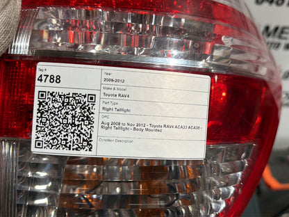 Aug 2008 to Nov 2012 - Toyota RAV4 ACA33 ACA38 - Right Taillight - Body Mounted