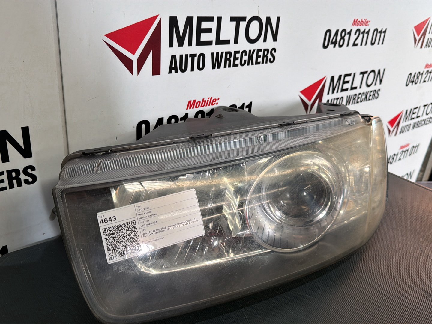 2011- 2015 Holden Captiva CG- Left Headlight- (4Th Vin = C), Black Surround