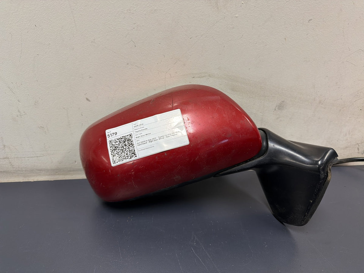 Oct 2009 to Sep 2012 - Toyota Corolla ZRE152R Hatchback - Right Door Mirror - Non-Flasher