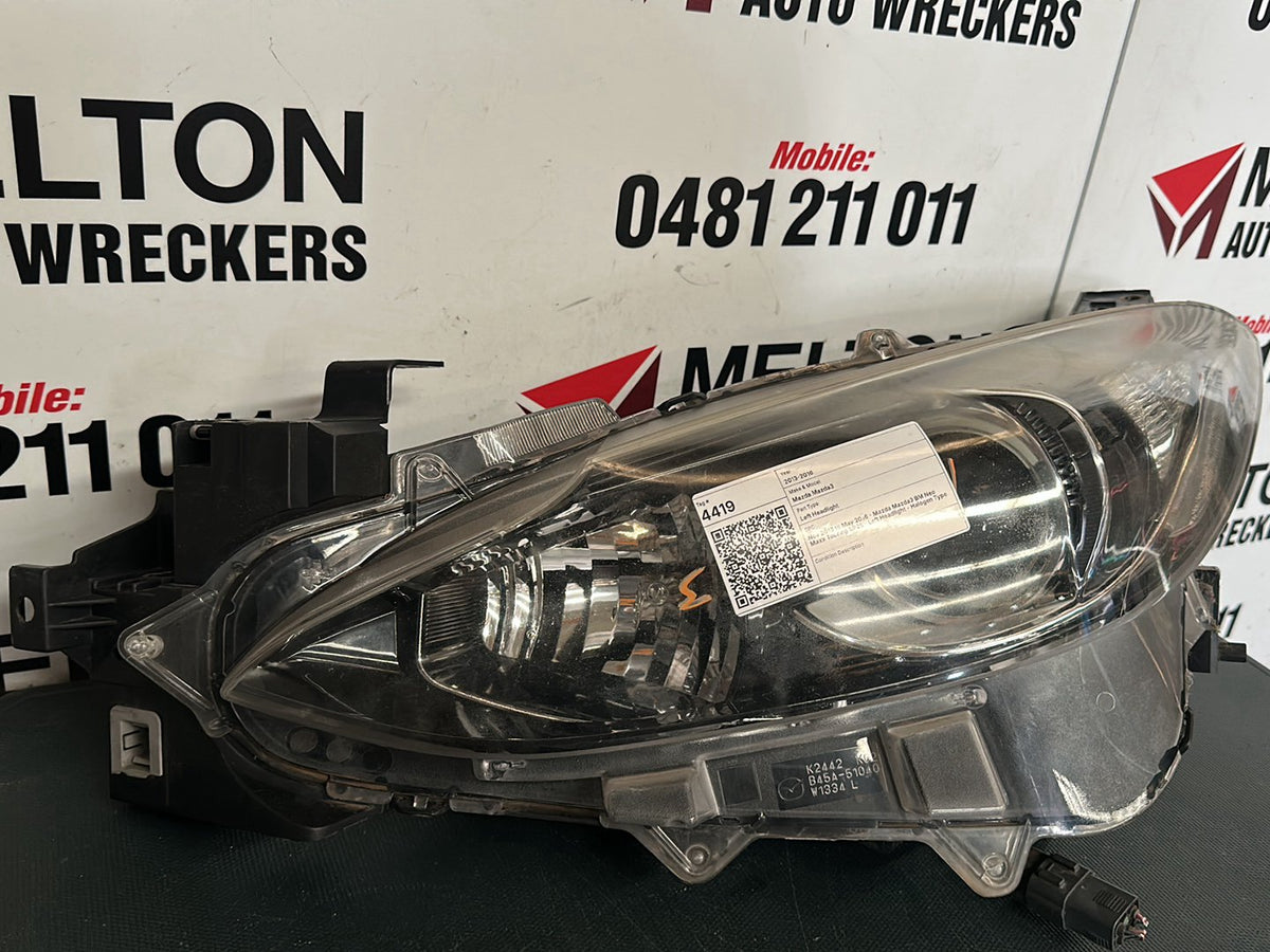 Nov 2013 to May 2016- Mazda 3 BM Neo Maxx Touring- Left Headlight- Halogen Type